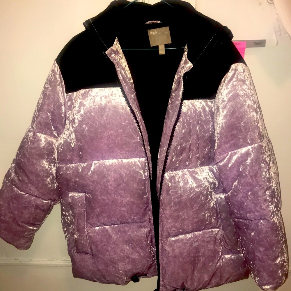 Purple puffer winter jacket
